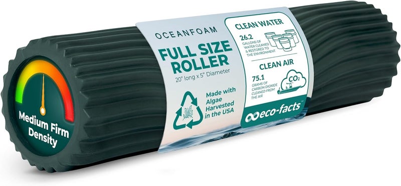Oceanfoam Tidal Roller - Hunter - Muscle Massage Foam Roller for Back Pain & Stretching - Firm and Ergonomic Wide Wave Textured - Yoga, Athletics, & Wellness - Full Size, 20" x 5" - Image 1